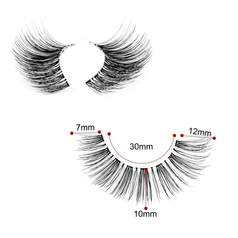 EMEDA False Eyelashes Natural Lashes Wispy 0.01mm Ultra Thin Band 12mm Cat Eye 10 Pairs Invisible Clear Band 3D Demi Wispies Short Fake Eye Lashes Strips Handmade (005) - Image 4